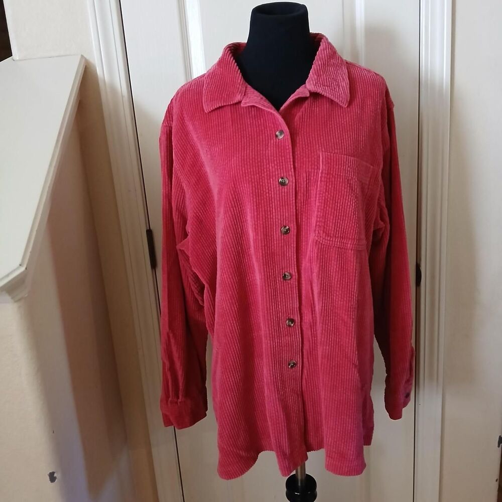 L.L. Bean Wide-Wale 100% Cotton Corduroy Button-Up Shirt XL Gorpcore Grunge